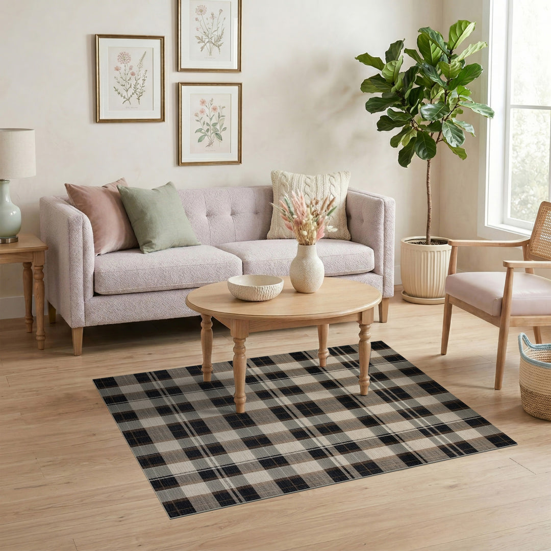 Black and White Buffalo Plaid Area Rug