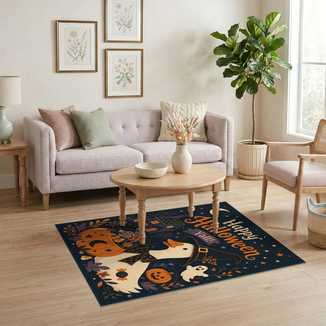 Happy Halloween Witch Duck Area Rug