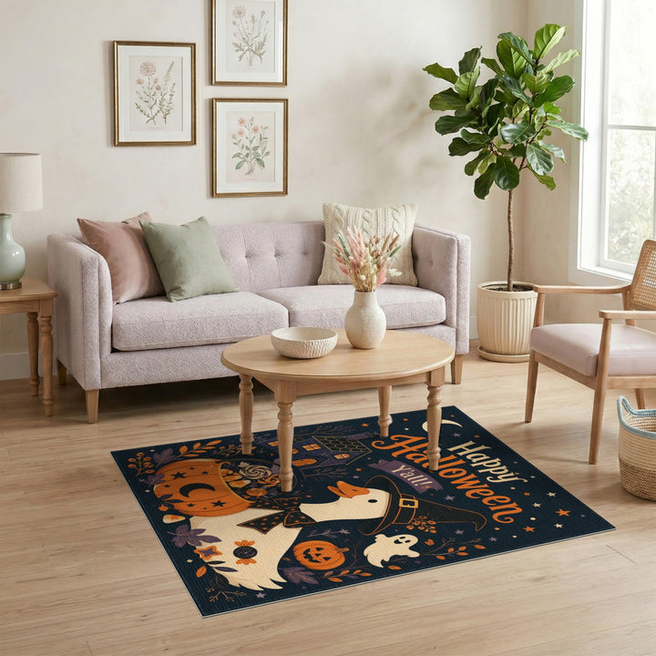 Happy Halloween Witch Duck Area Rug