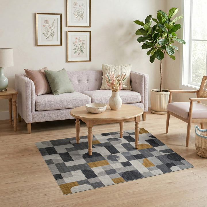 Grey Geometric Modern Area Rug