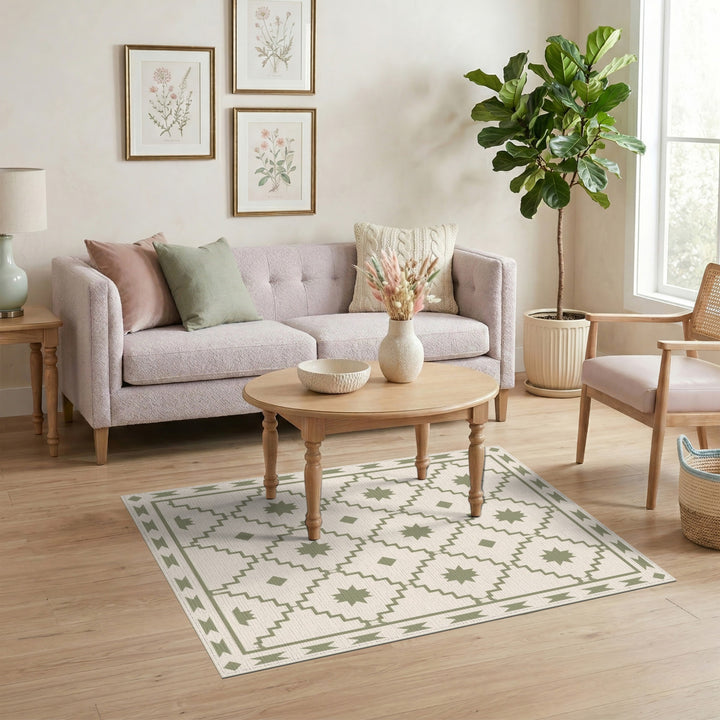 Green Southwestern Geometric Area Rug