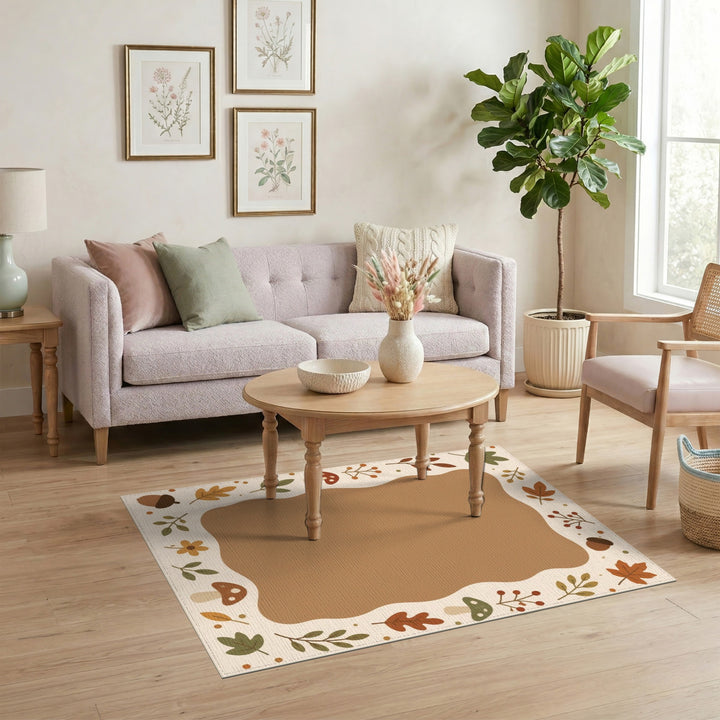 Autumn Leaf and Acorn Brown Area Rug