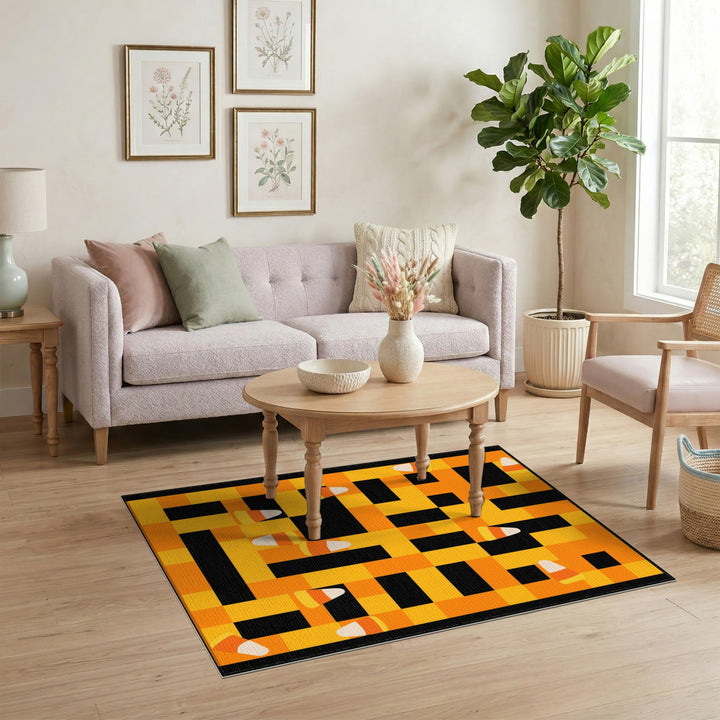 Candy Corn Orange Checkered Area Rug