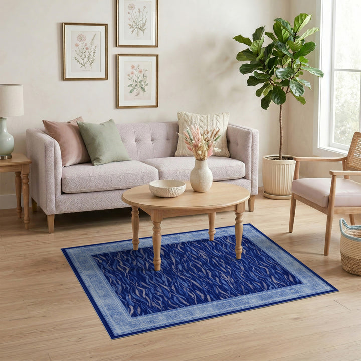 Coastal Beach Blue Ocean Wave Coastal Area Rug