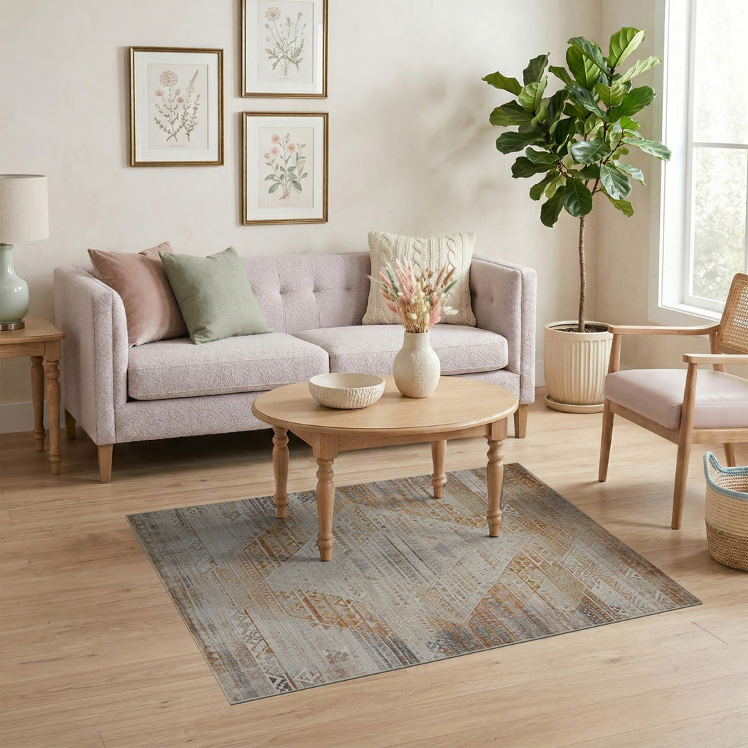 Beige Tribal Diamond Area Rug