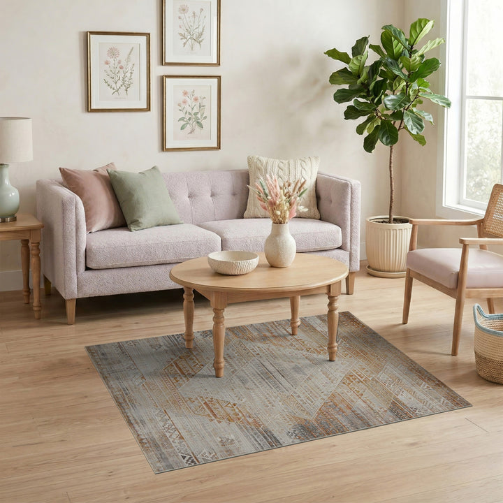 Beige Tribal Diamond Area Rug