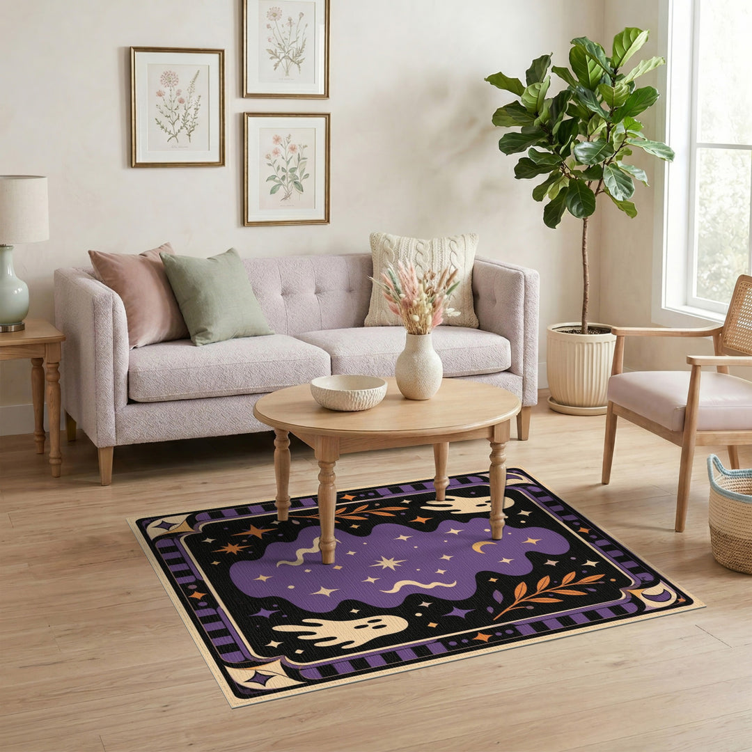 Purple Ghost Celestial Kids Area Rug