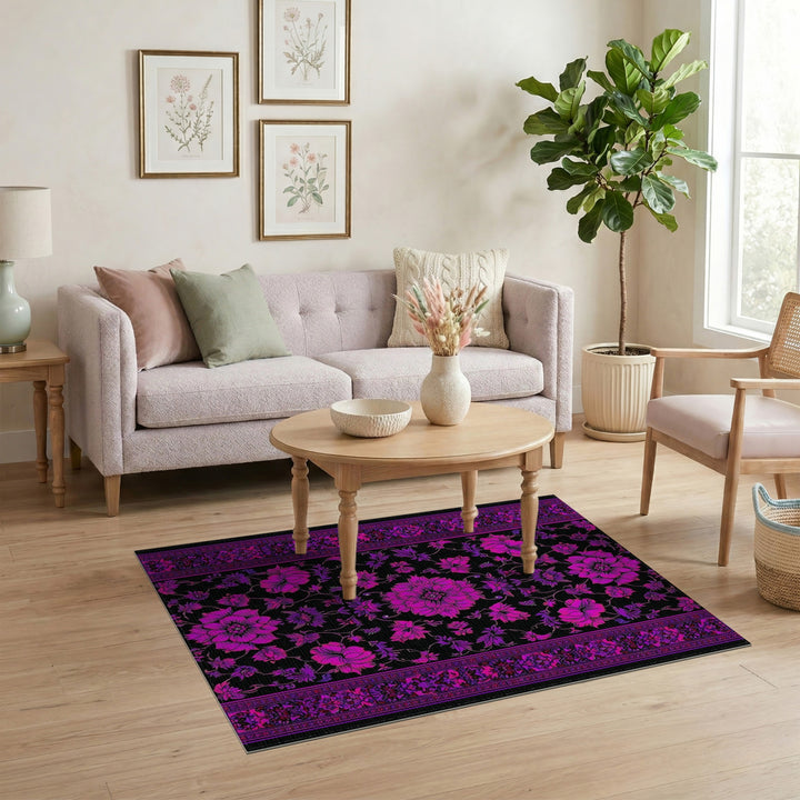 Vivid Purple Floral Area Rug