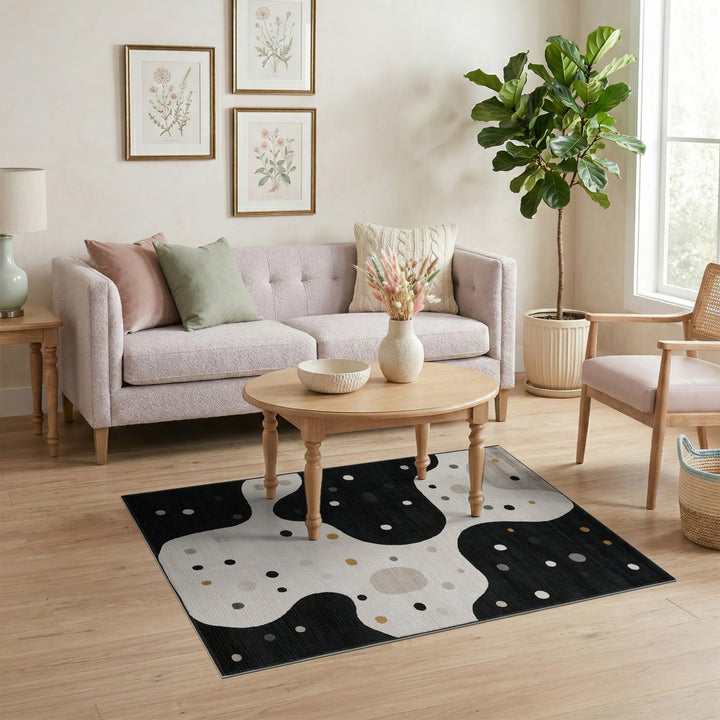 Black and White Abstract Black White Area Rug