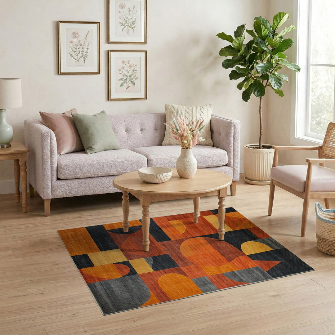 Bold Orange Bold Geometric Orange Area Rug