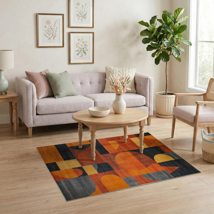 Bold Orange Bold Geometric Orange Area Rug