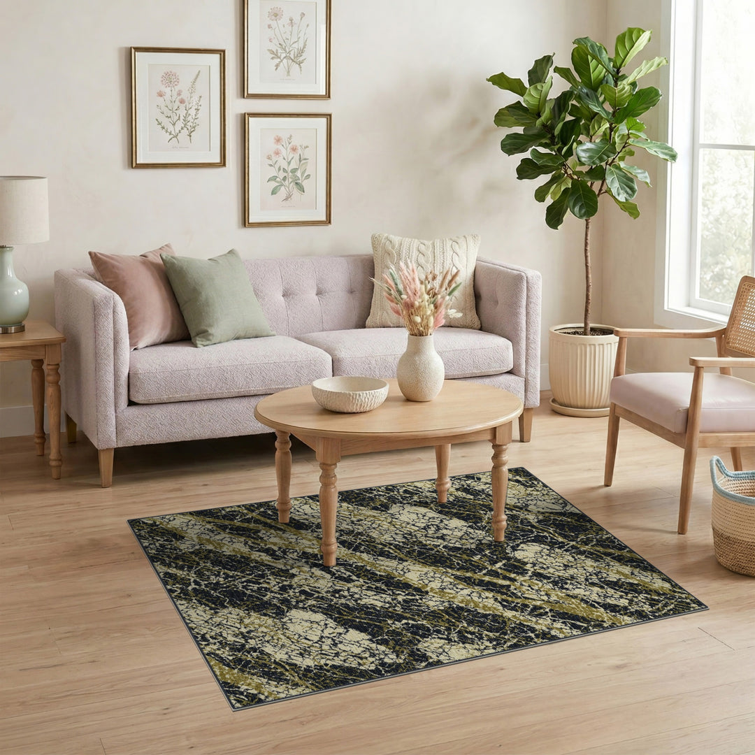 ODIKA Gold Marble Distressed Area Rug