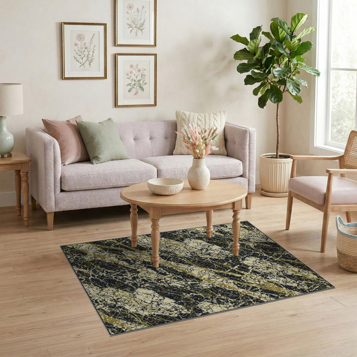 ODIKA Gold Marble Distressed Area Rug