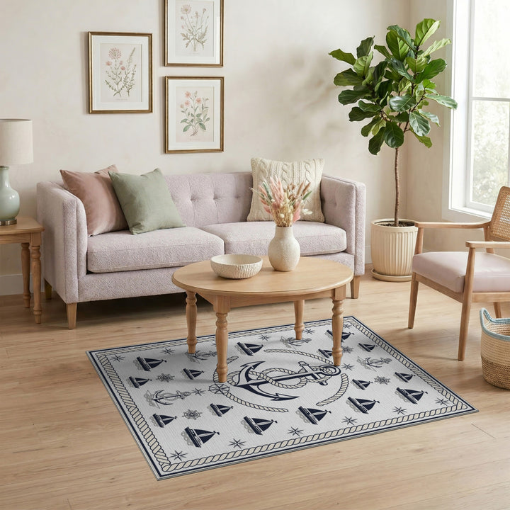 Nautical Anchor Ship Washable Area Rug