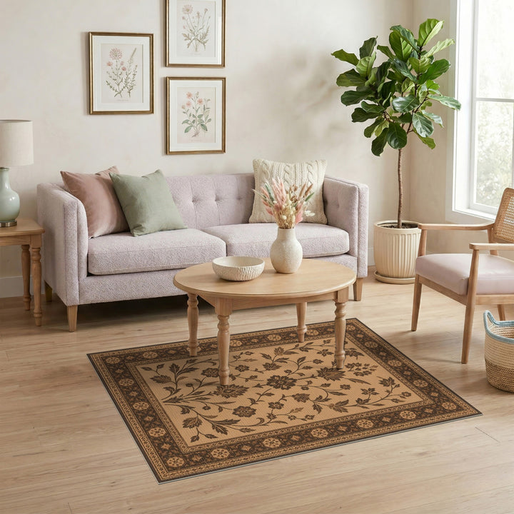 Brown Floral Vintage Area Rug