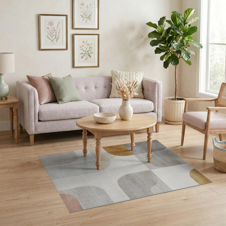 Neutral Geometric Abstract Geometric Modern Area Rug