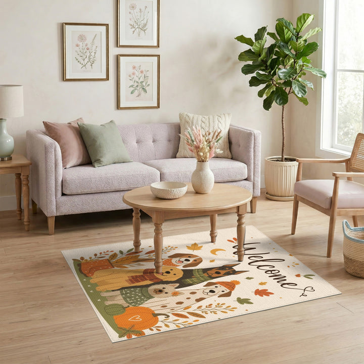 Autumn Dogs Welcome Area Rug