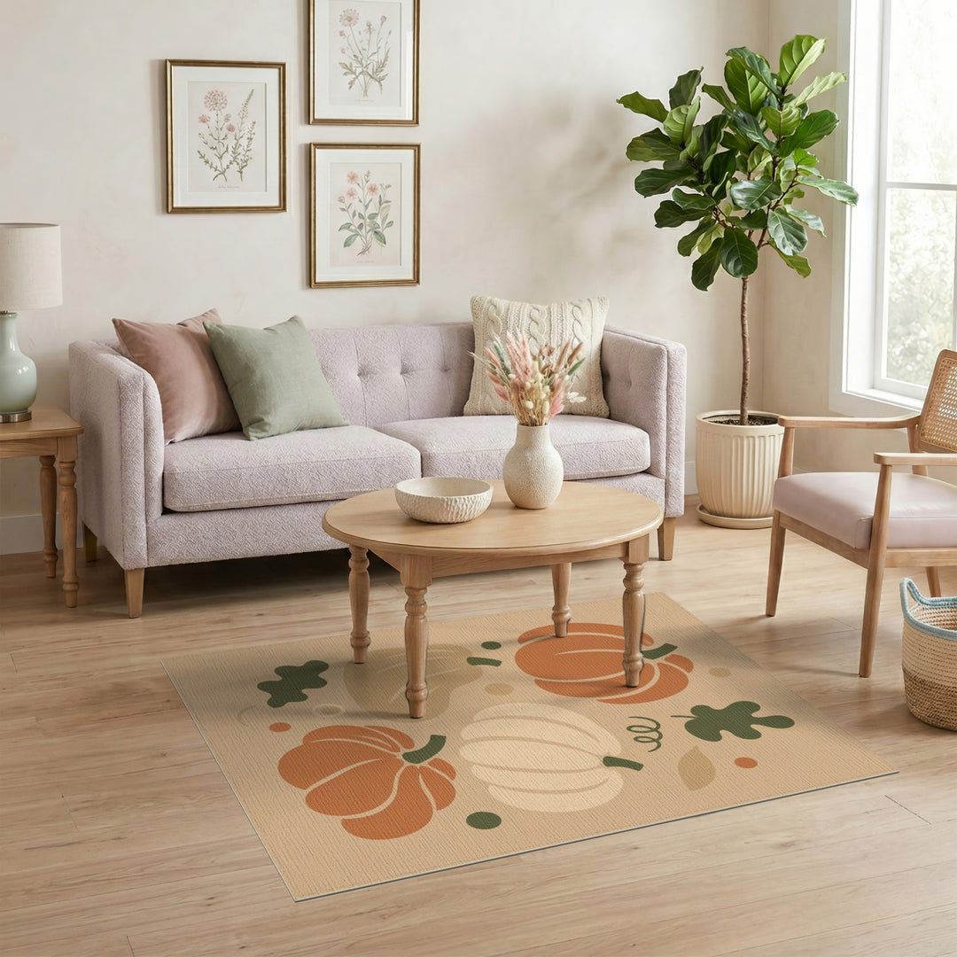 Autumn Pumpkin Washable Area Rug