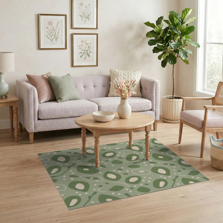 Green Sage Green Organic Abstract Area Rug