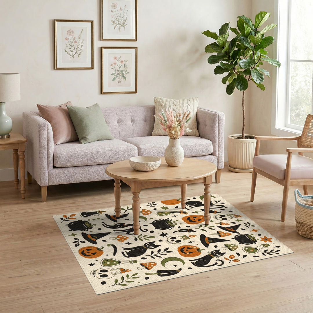 Halloween Cats Pumpkin Washable Area Rug