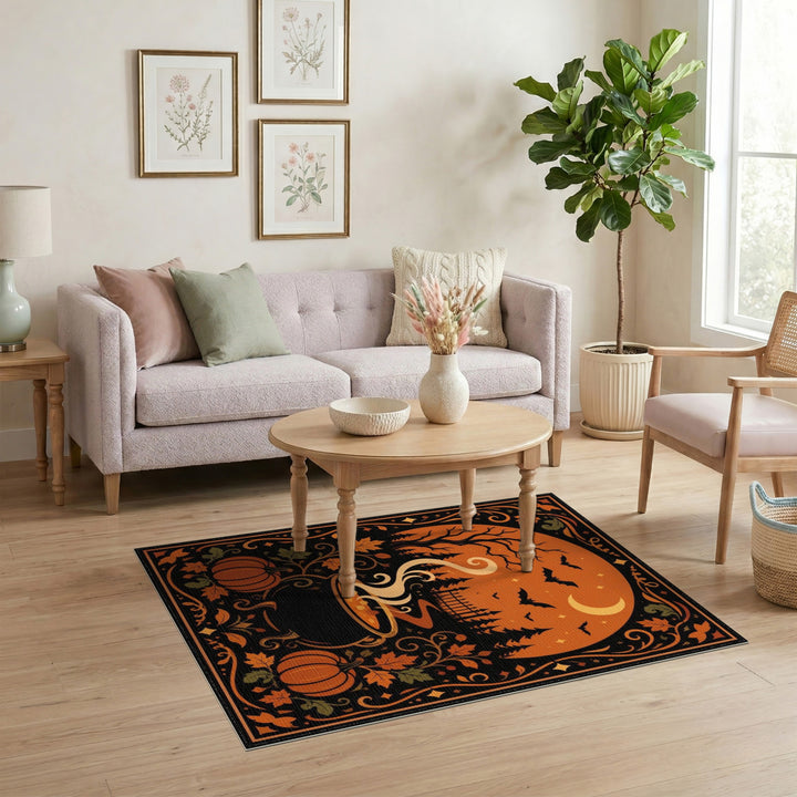 Halloween Cauldron Orange Area Rug