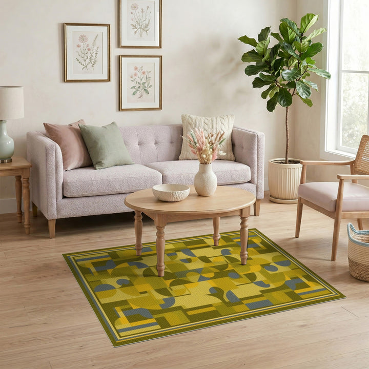 Green Geometric Area Rug