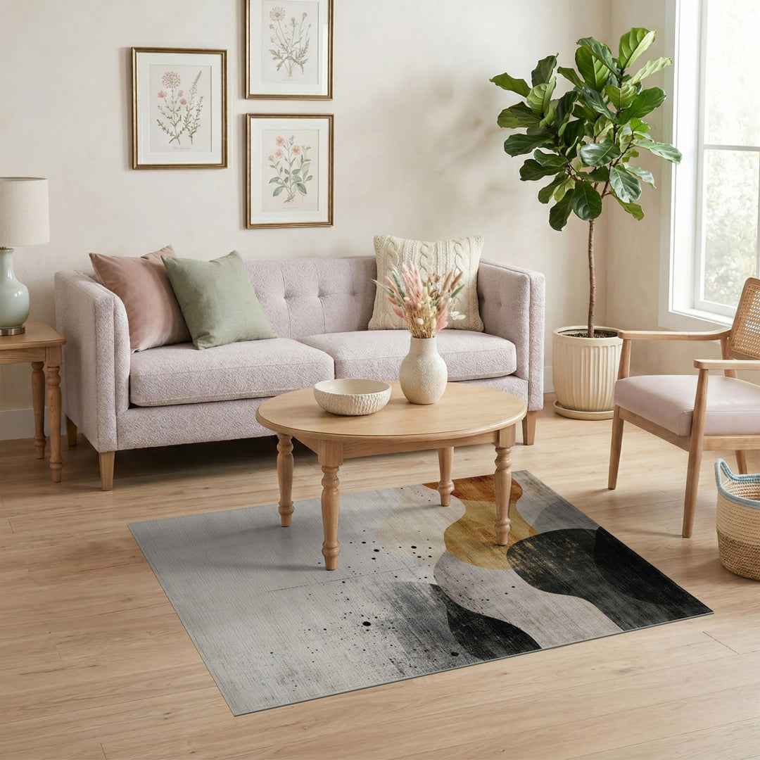 Abstract Brown Tan Area Rug