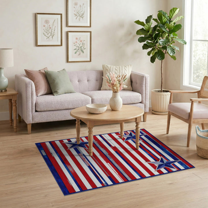 Distressed Patriotic Star Area Rug