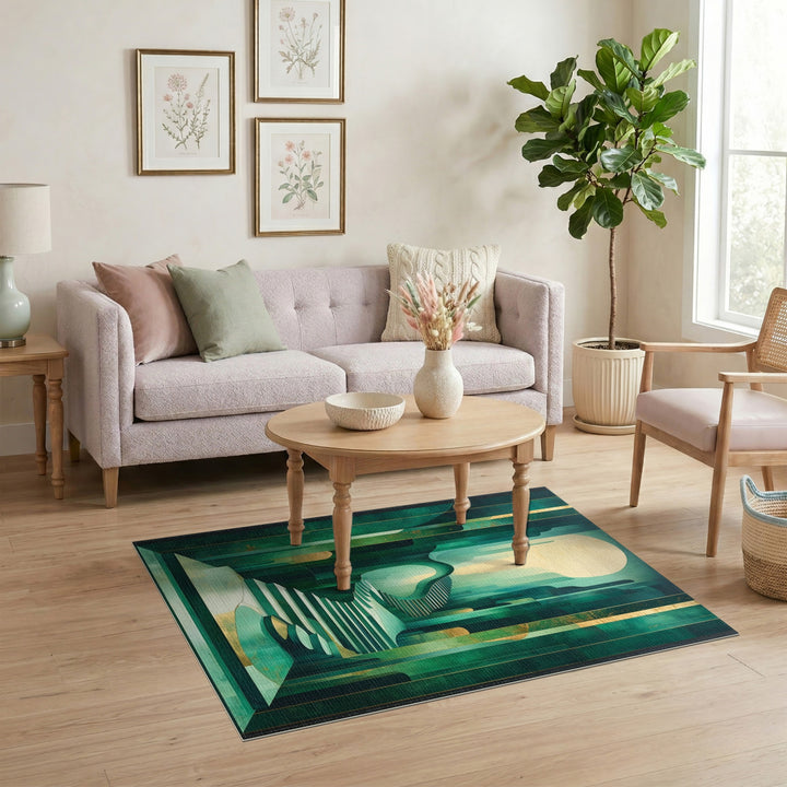 Teal Abstract Staircase Area Rug