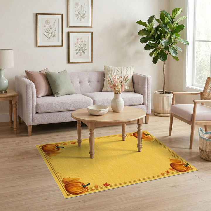Autumn Pumpkin Yellow Area Rug