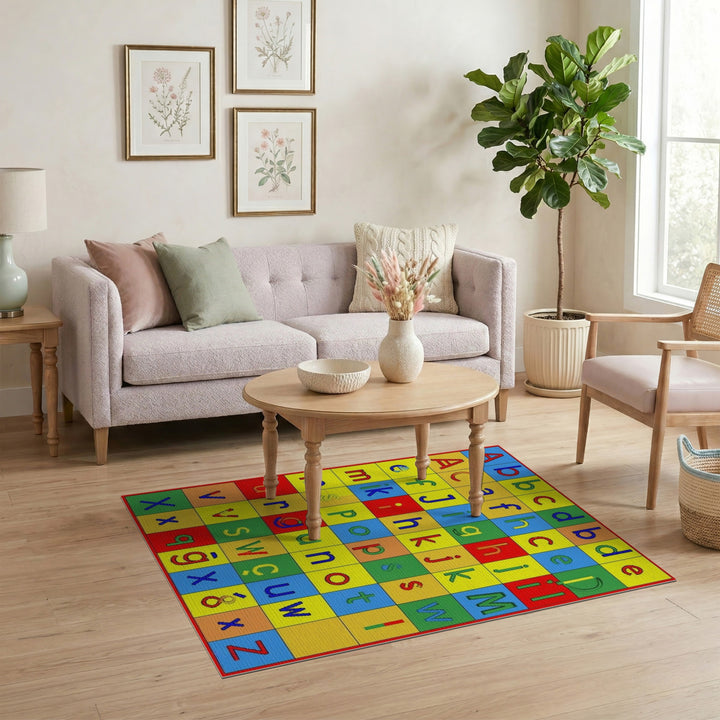 Multi-color and Patterns Colorful Alphabet Kids Area Rug