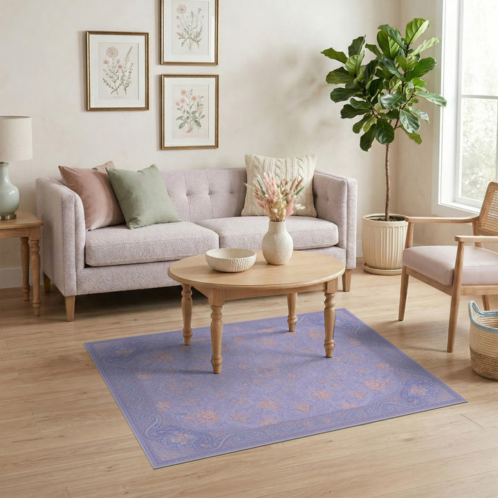 Purple Floral Vintage Area Rug