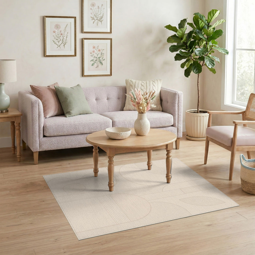 Beige Geometric Modern Area Rug