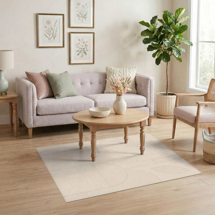 Beige Geometric Modern Area Rug