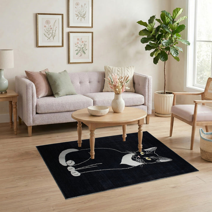 Black and White Cat Area Rug