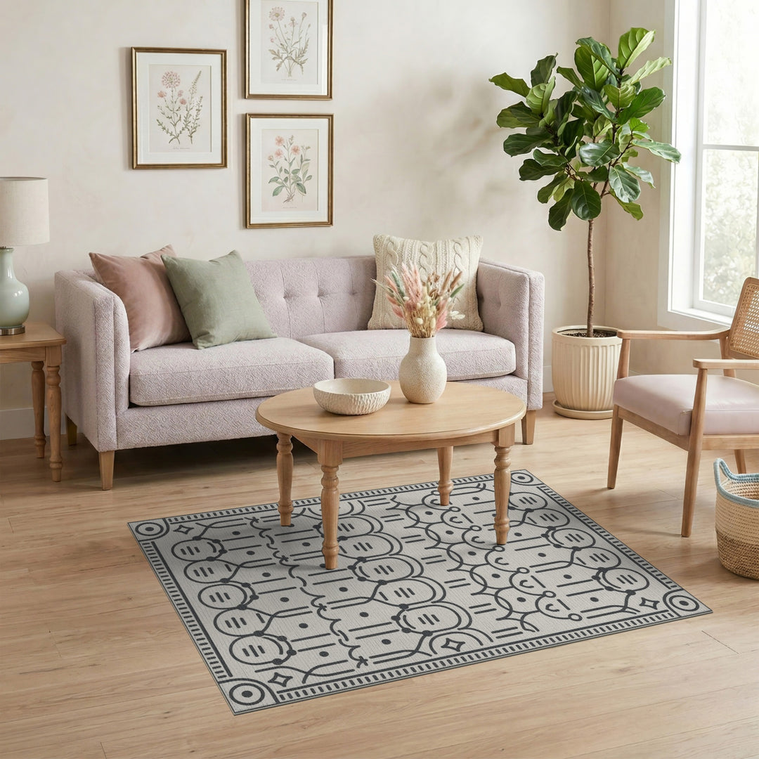 Black White Geometric Area Rug