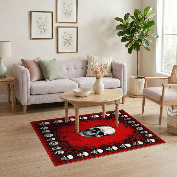 Gothic Red Skull Area Rug