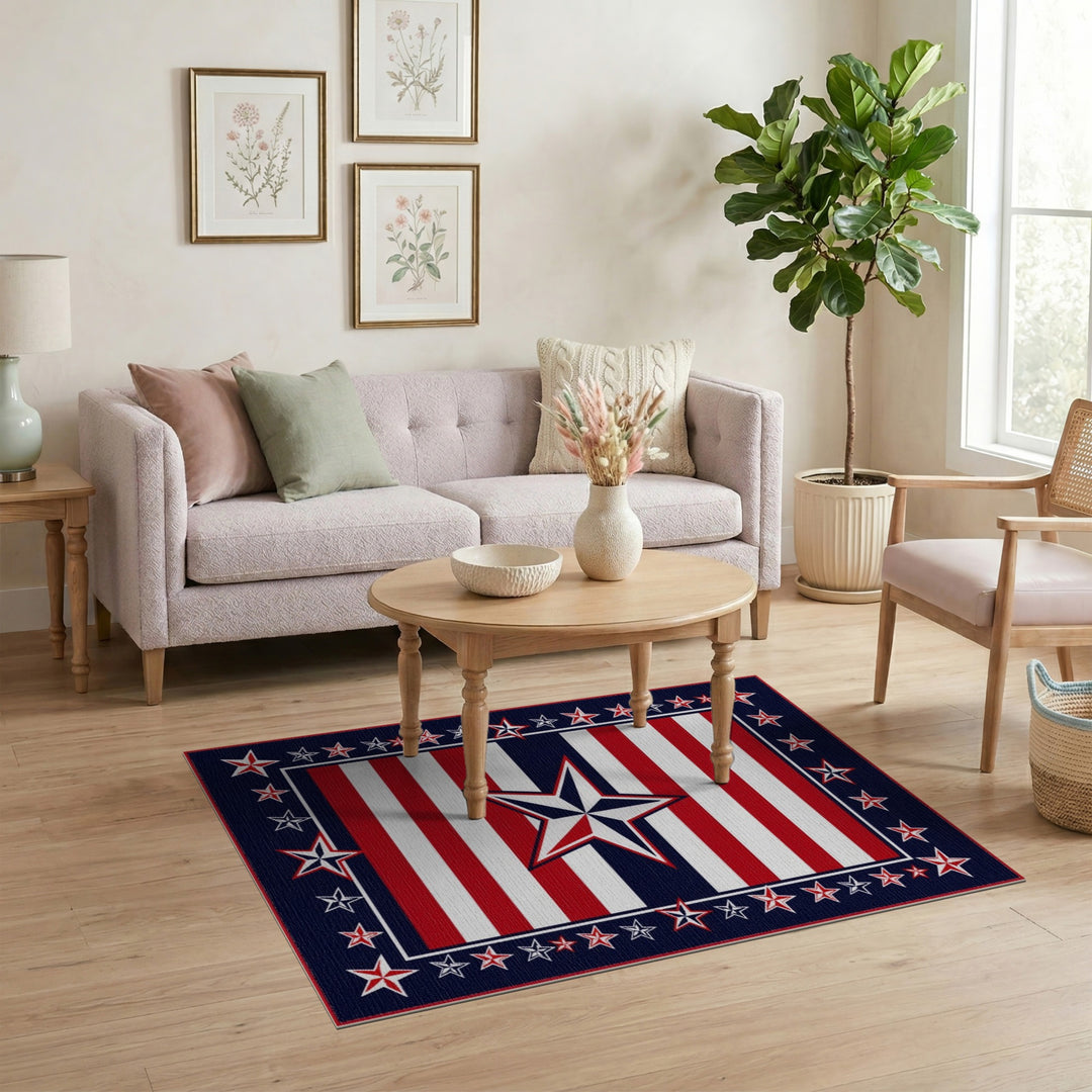Multi-color and Patterns Patriotic Star Area Rug
