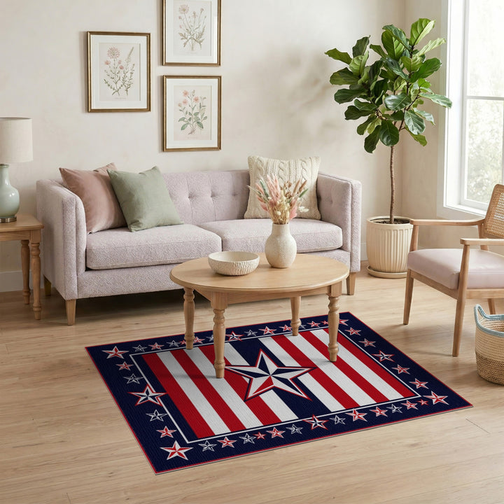 Multi-color and Patterns Patriotic Star Area Rug