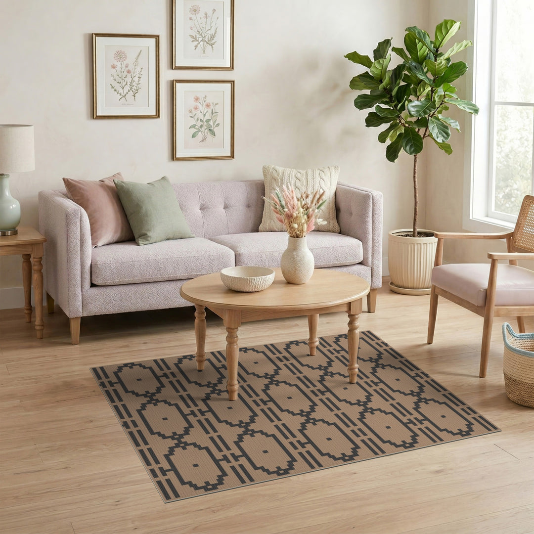 Beige Geometric Pixel Area Rug