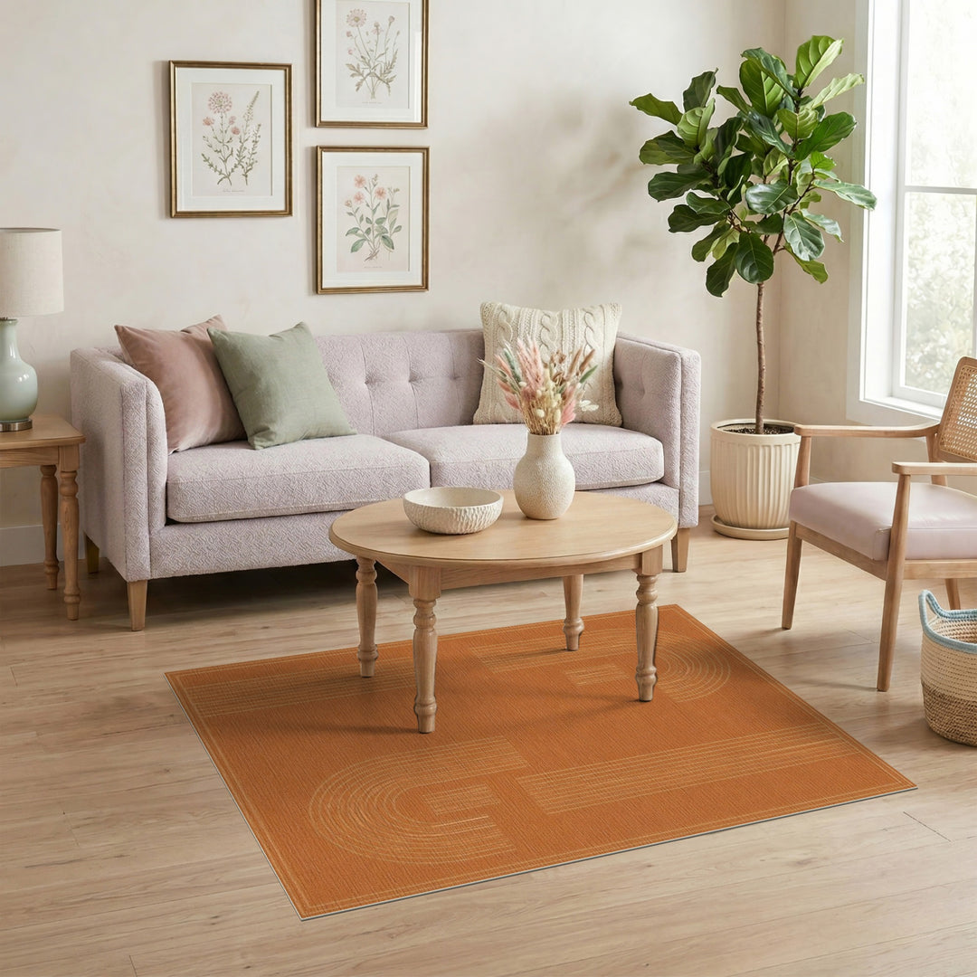 Arch Orange Geometric Arch Area Rug