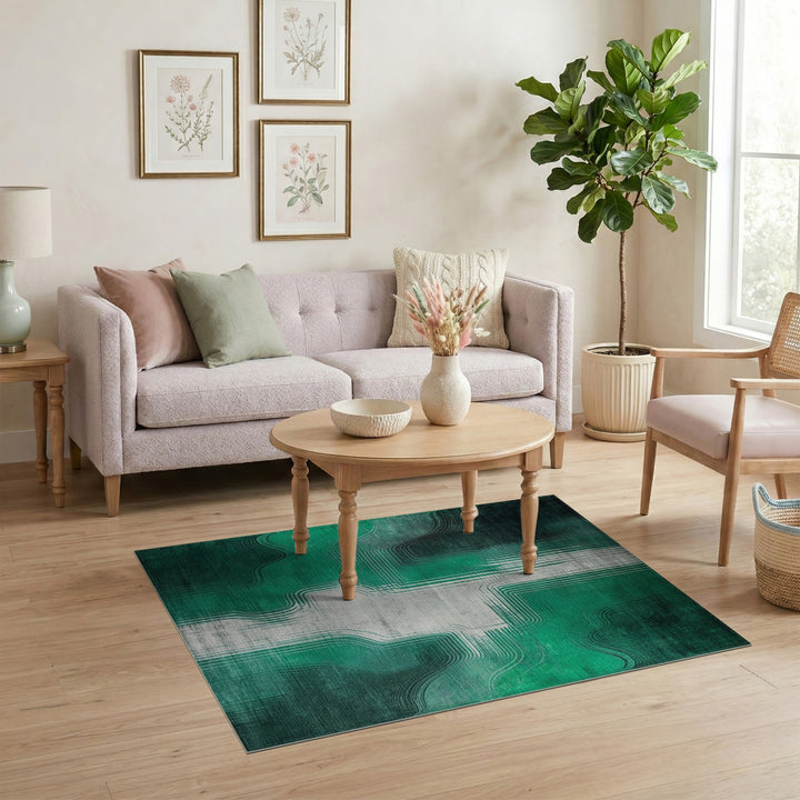 Green Abstract Area Rug