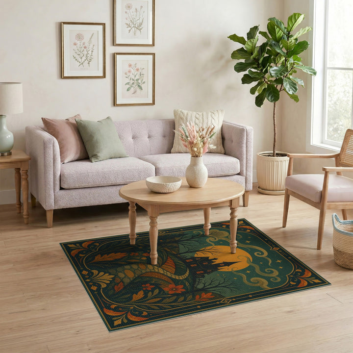 Moonlit Gothic Manor Vintage Rug