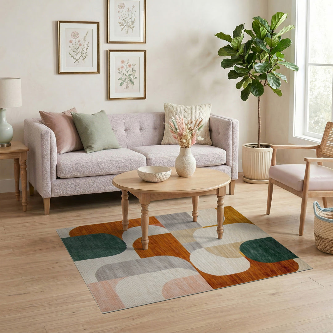 Geometric Abstract Area Rug in Earth Tones