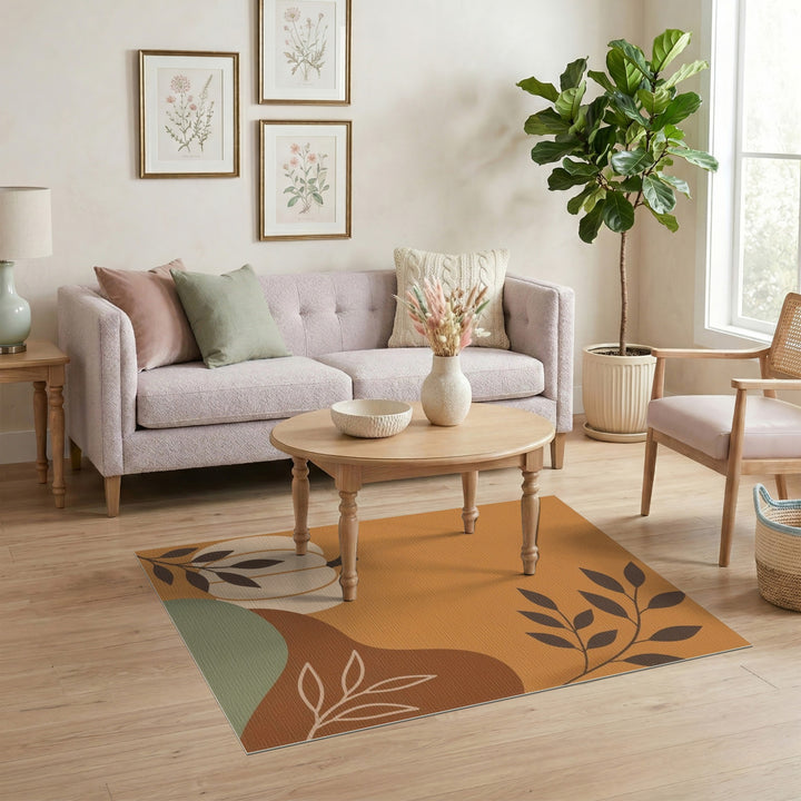 Pumpkin Leaf Orange Area Rug