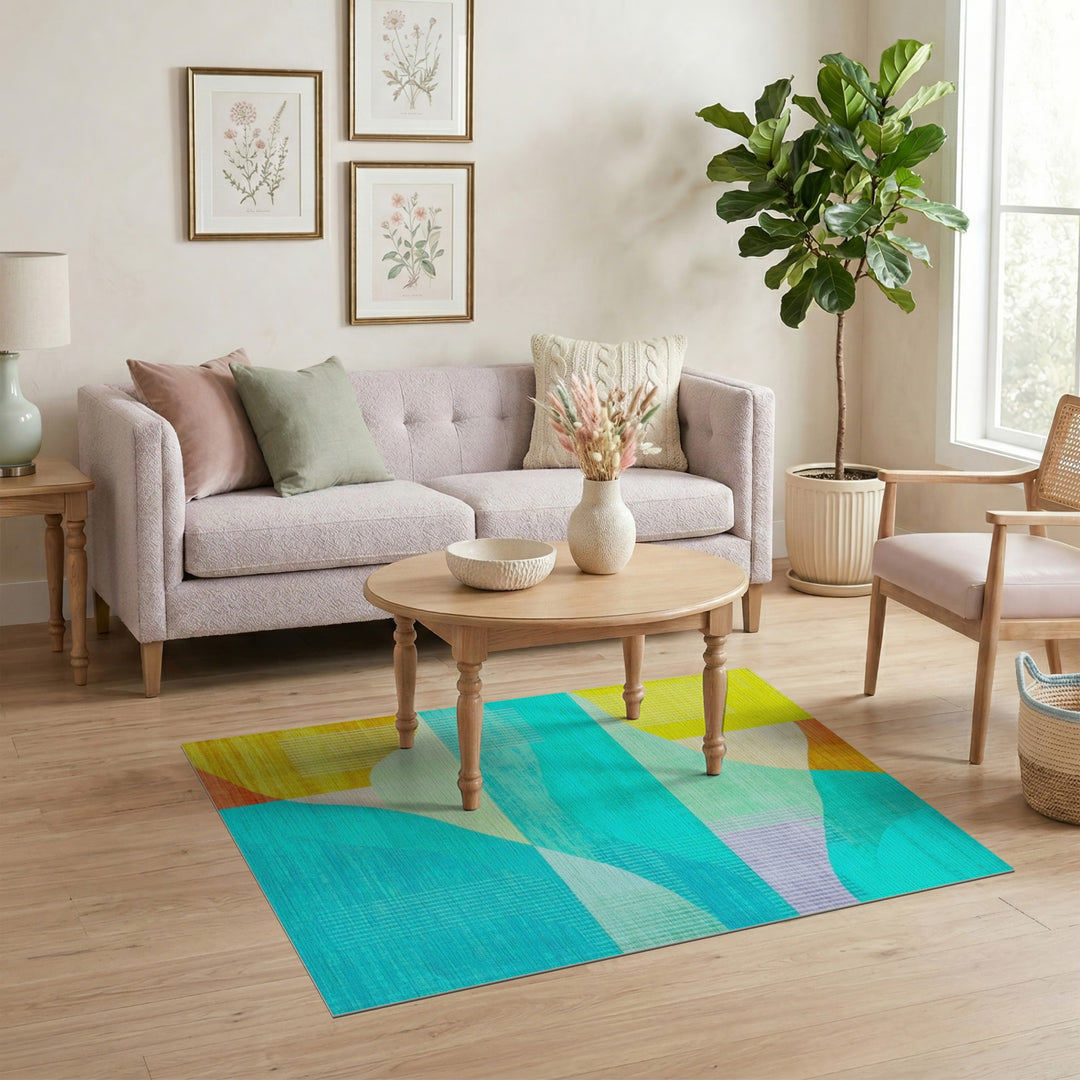 Abstract Area Multi-color and Patterns Vibrant Abstract Wave Multi-Color Area Rug