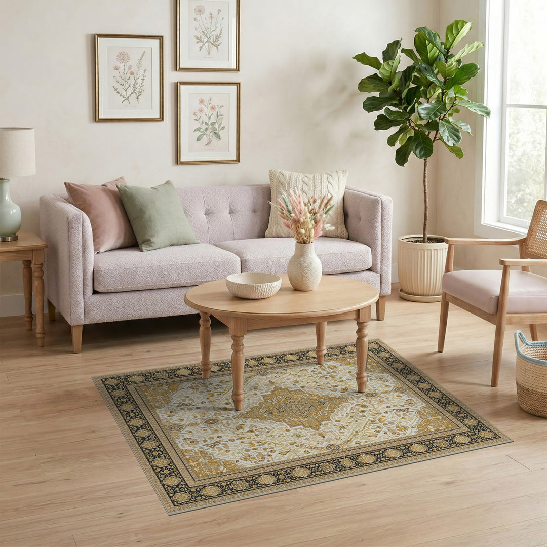 Traditional Persian Gold Medallion Persian Area Rug