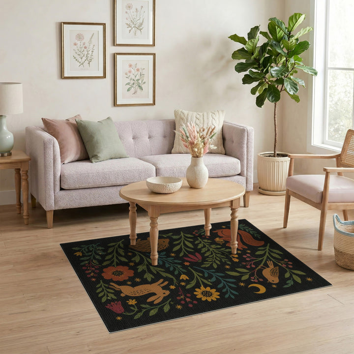 Whimsical Forest Animals Kids Area Rug