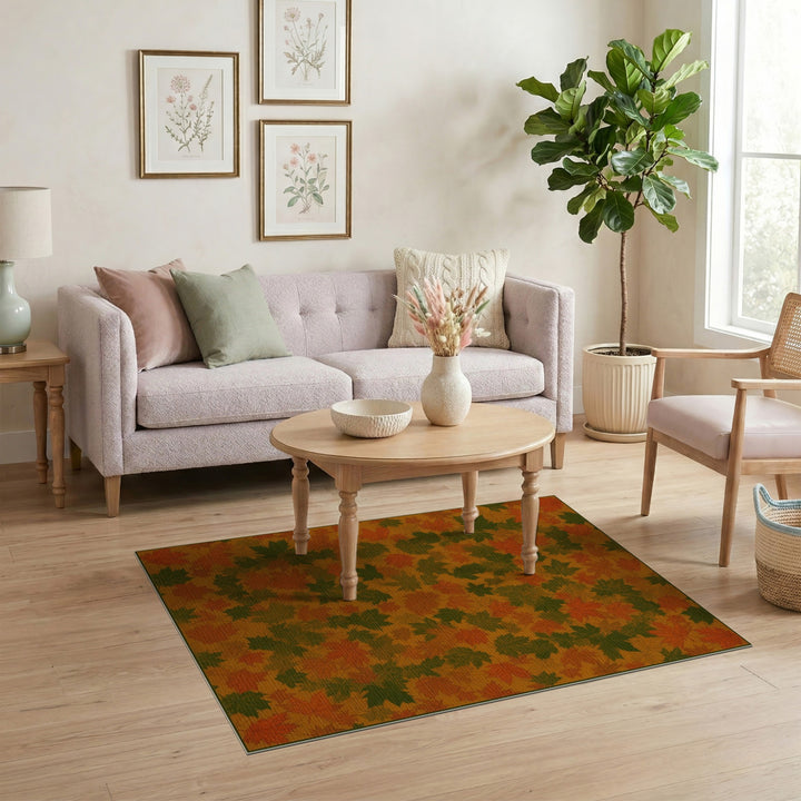 Autumn Maple Leaf Orange Area Rug