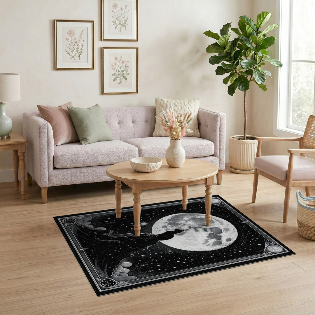Moonlit Cat Silhouette Area Rug